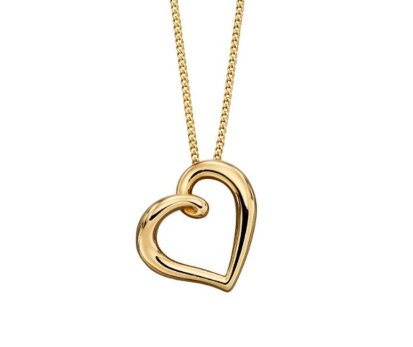 Gold Heart Pendant Necklace - Silvary 