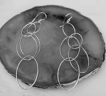 Load image into Gallery viewer, Oval Cascade Textured Drop Earrings - Silvary 
