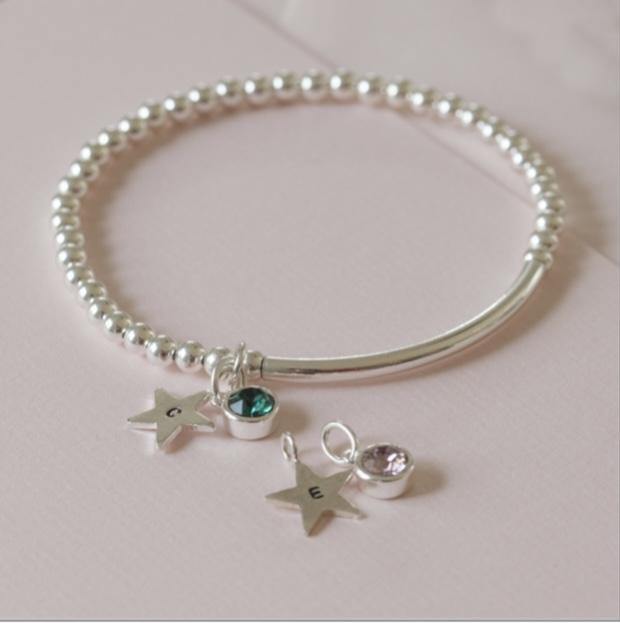 Silver Star & Swarovski Crystal Birthstone Bracelet - Silvary 