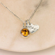 Load image into Gallery viewer, Silver Heart Crystal Birthstone Necklace
