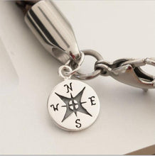 Load image into Gallery viewer, Compass Pendant. Silver Compass. Compass Bracelet. Compass Wristband. leaving to travel present. Leaving Gift. 
