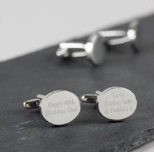 Load image into Gallery viewer, Oval Cufflinks - Custom Engraved - Silvary 
