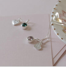 Load image into Gallery viewer, Silver Heart &amp; Swarovski Crystal Birthstone Necklace - Silvary 
