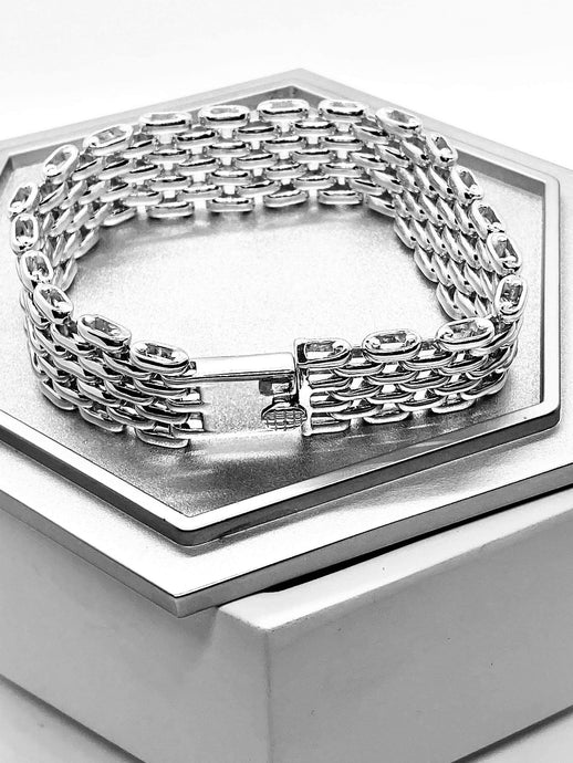 Handcrafted stunning sterling silver brick bracelet 